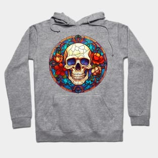 Stained Glass Floral Skull #4 Hoodie